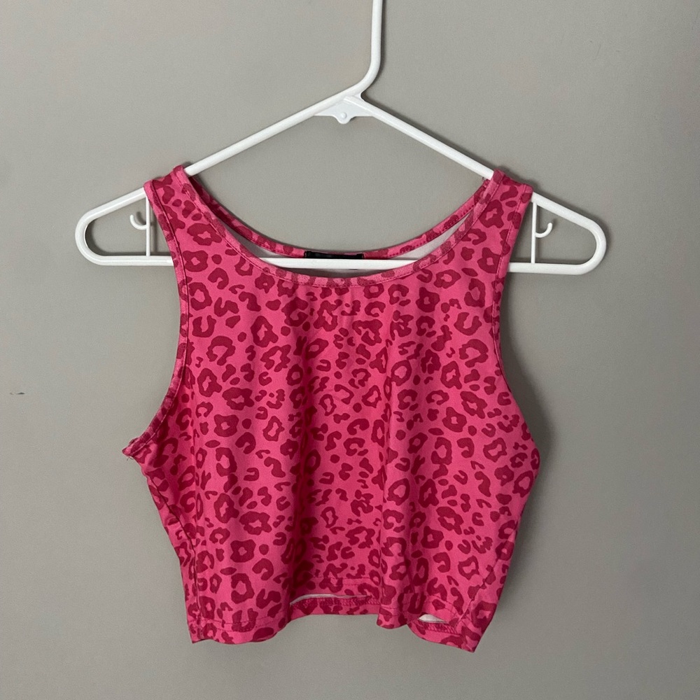 Pink Leopard Print Crop Top